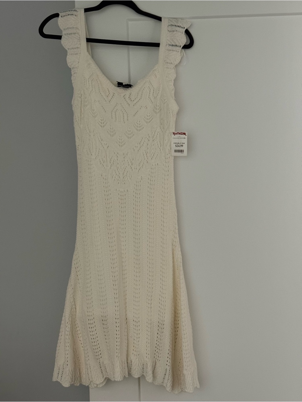 T.J.Maxx Cream Crochet Knit Midi Dress